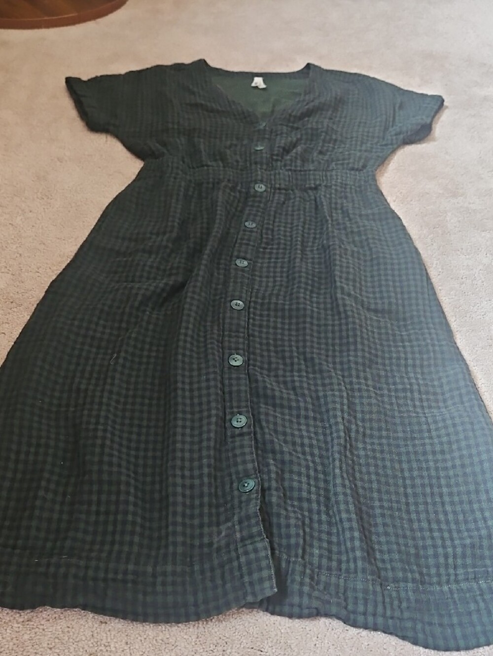 Pact Dark Green Check Button-Front Midi Dress - Picture 9 of 12